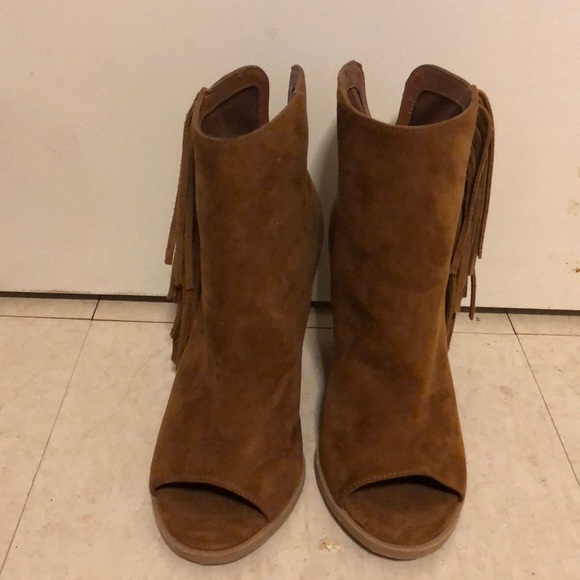 Brown open toe shade booties - Picture 3 of 4